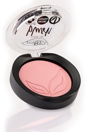 Compact Ecological Pink Satin Blush with golden reflections 01