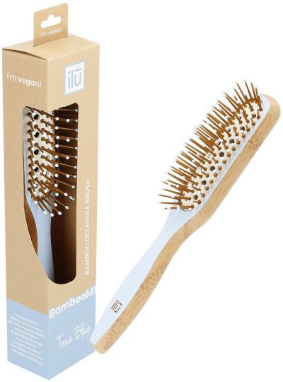 Rectangular Bamboo Detangling Brush True Blue Rectangular Bamboo Detangling Brush True Blue